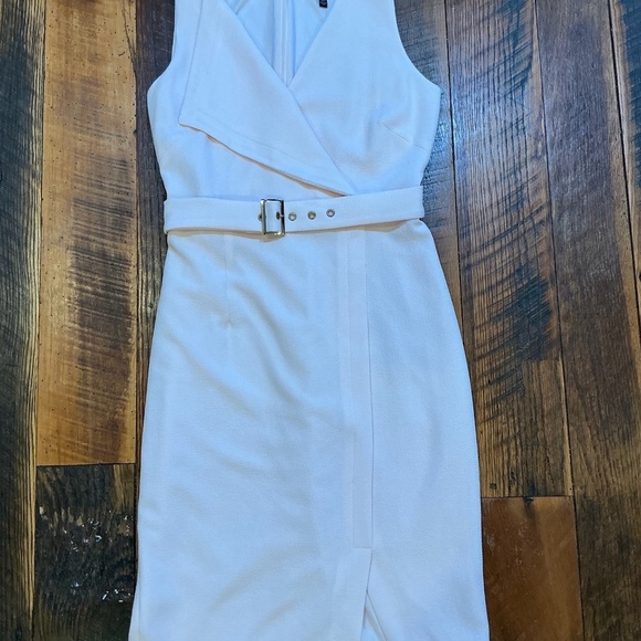 White House Black Market Blush Pink Belted Sheath Dress Size 4 - Picture 2 of 12